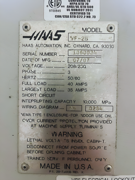2007 HAAS VF-2B | CNC Milling Machine | VMC – Vertical Machining Center | USED | In Stock!