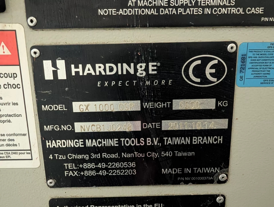 2011 HARDINGE GX1000 0SP | CNC VERTICAL MACHINING CENTER (VMC) | USED | In Stock!