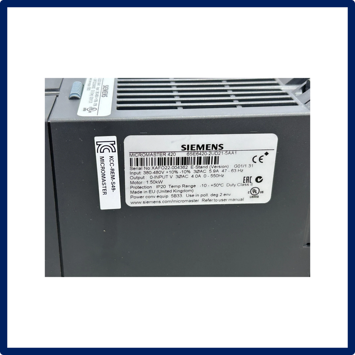 Siemens - Micromaster | 6SE6420-2UD21-5AA1 | New | In Stock!