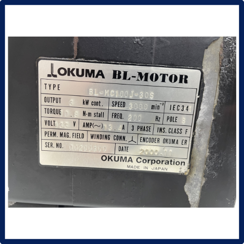 Okuma - Motor | BL-MC100J-30S | INV:14128 | Refurbished | In Stock!