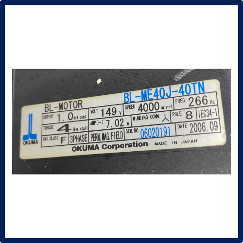 Okuma - Motor | BL-ME40J-40TN with ER-JG-7200D | **INV:14139** | Used | In Stock!