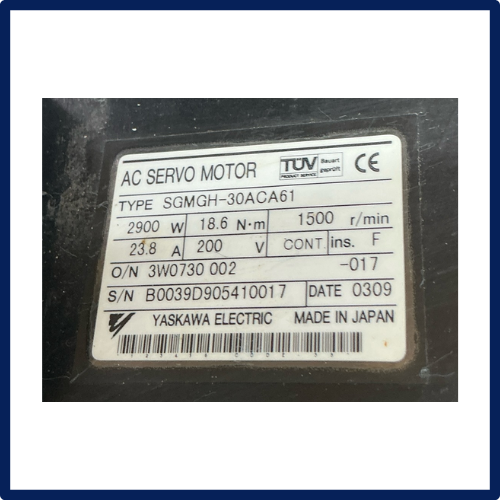 Yaskawa - Servo Motor | SGMGH-30ACA61 | **INV:16006** | Used | In Stock!