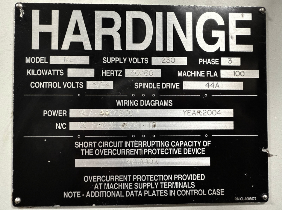 2004 - Hardinge Elite 8/51 CNC Lathe