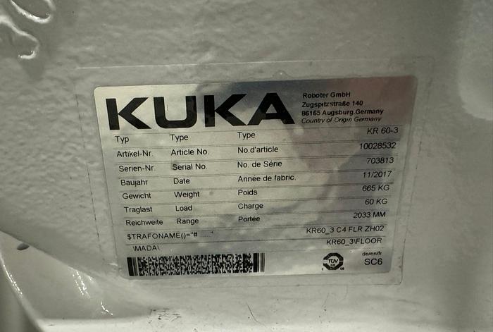 2017 Kuka KR60-3 6-Axis Robot | Used | In Stock!