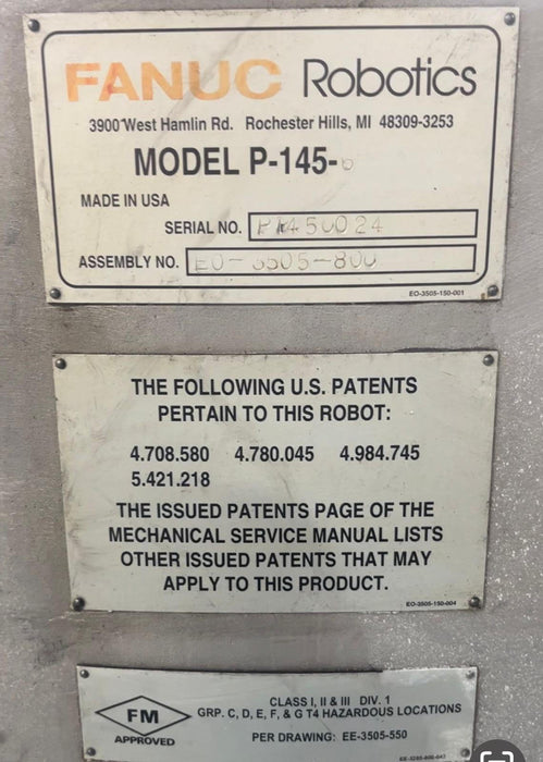 Fanuc - Robotics P-145 | No Controller; Only Robot | Video Available