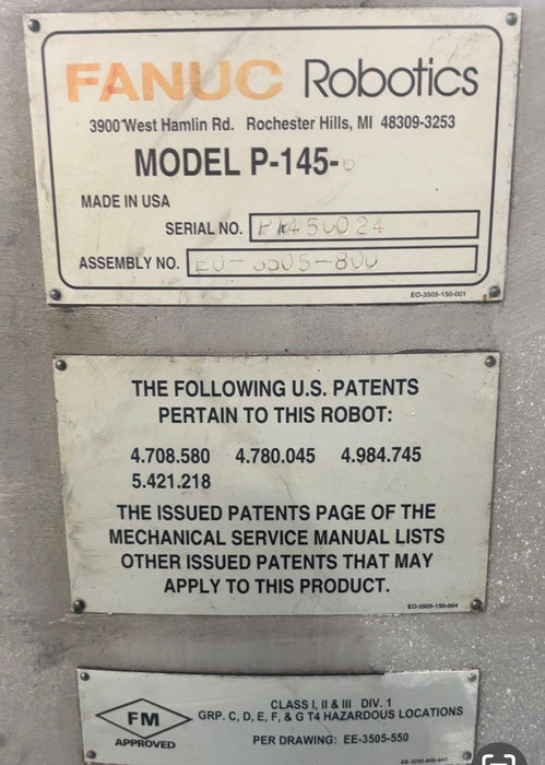 Fanuc Robotics P-145 No Controller Only Robot Video